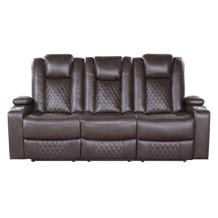 Caelan 2pc Set: Sofa, Love (Power) in Brown - 9366DB*2PWH