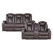 Caelan 2pc Set: Sofa, Love (Power) in Brown - 9366DB*2PWH image