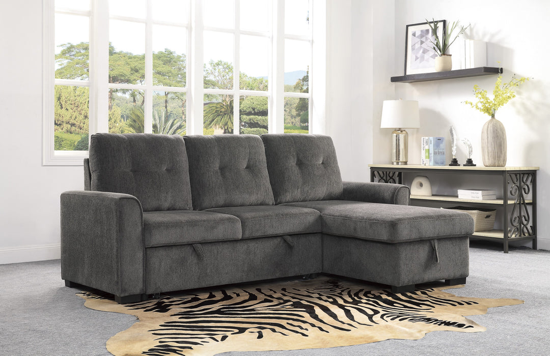 Carolina 2-Piece Reversible Sectional with Pull-out Bed and Hidden Storage in Gray - 9402DGY*SC