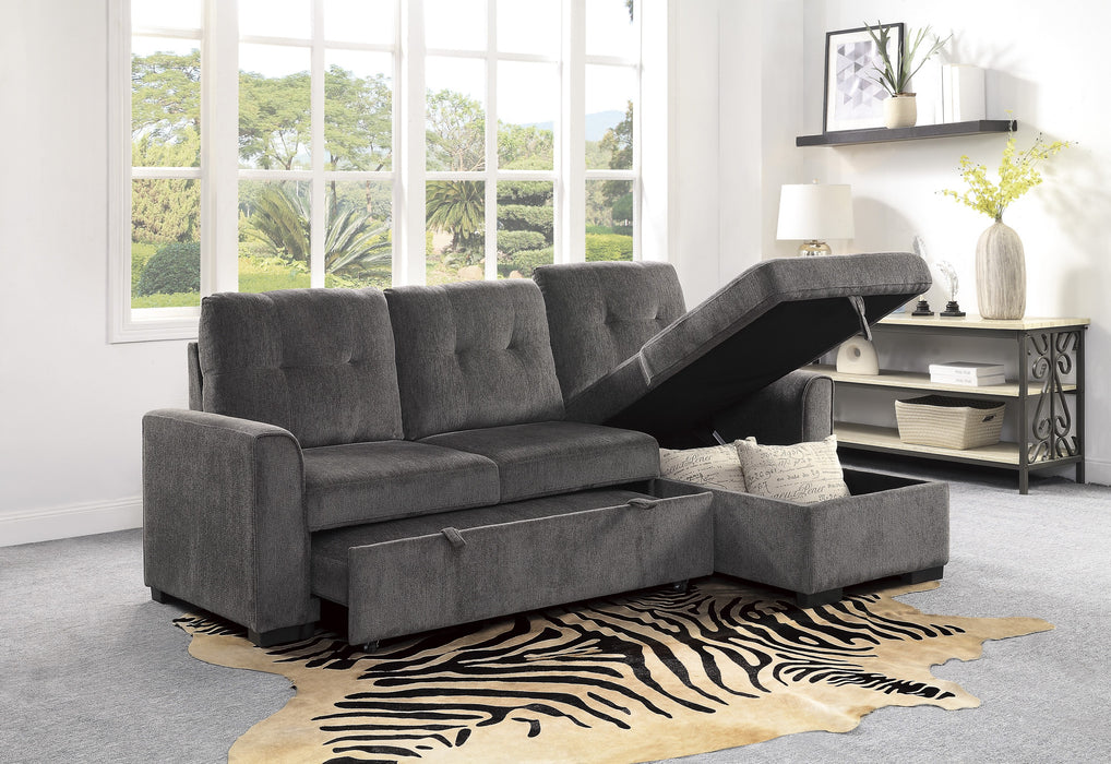 Carolina 2-Piece Reversible Sectional with Pull-out Bed and Hidden Storage in Gray - 9402DGY*SC