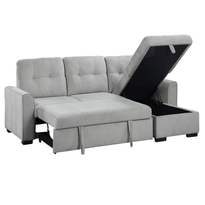 Carolina 2-Piece Reversible Sectional with Pull-out Bed and Hidden Storage in Gray - 9402GRY*SC