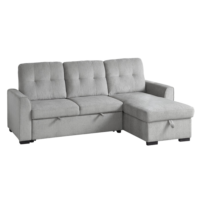 Carolina 2-Piece Reversible Sectional with Pull-out Bed and Hidden Storage in Gray - 9402GRY*SC