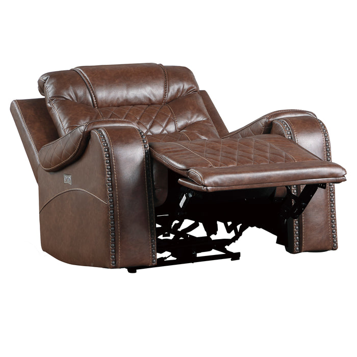 Putnam Power Reclining Chair in Brown - 9405BR-1PW