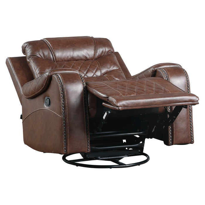 Putnam Swivel Glider Reclining Chair in Brown - 9405BR-1