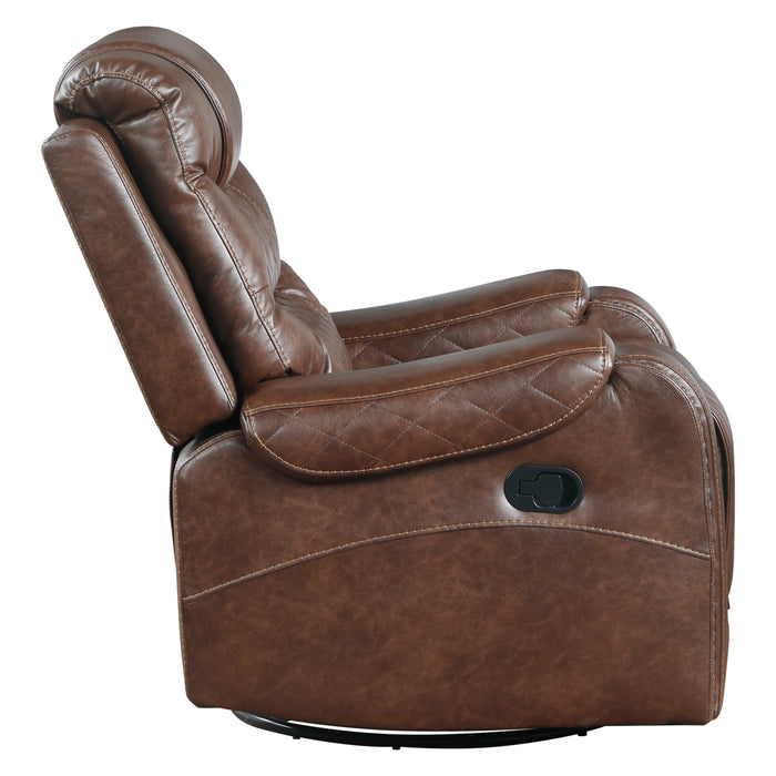 Putnam Swivel Glider Reclining Chair in Brown - 9405BR-1