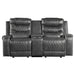 Putnam Double Glider Reclining Loveseat with Center Console, Receptacles and USB Port in Gray - 9405GY-2 image