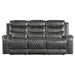 Putnam Power Double Reclining Sofa with Center Drop-Down Cup Holders, Receptacles and USB Ports in Gray - 9405GY-3PW image