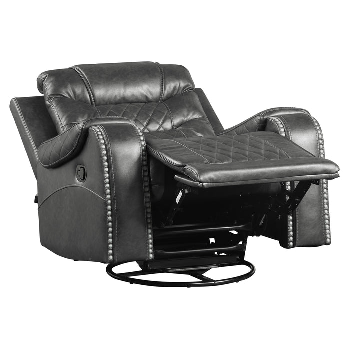 Putnam Swivel Glider Reclining Chair in Gray - 9405GY-1