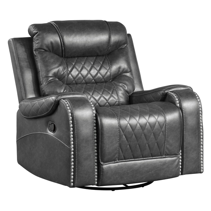 Putnam Swivel Glider Reclining Chair in Gray - 9405GY-1