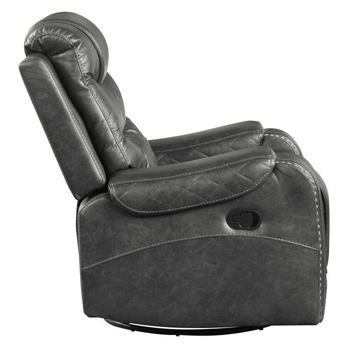 Putnam Swivel Glider Reclining Chair in Gray - 9405GY-1