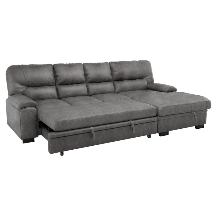 Michigan 2-Piece Sectional with Pull-out Bed and Right Chaise with Hidden Storage in Gray - 9407DG*2RC3L