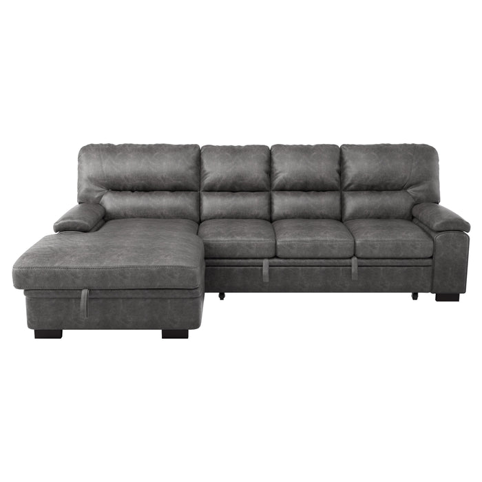 Michigan 2-Piece Sectional with Pull-out Bed and Left Chaise with Hidden Storage in Gray - 9407DG*2LC3R image