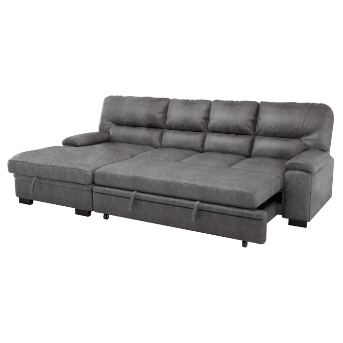 Michigan 2-Piece Sectional with Pull-out Bed and Left Chaise with Hidden Storage in Gray - 9407DG*2LC3R