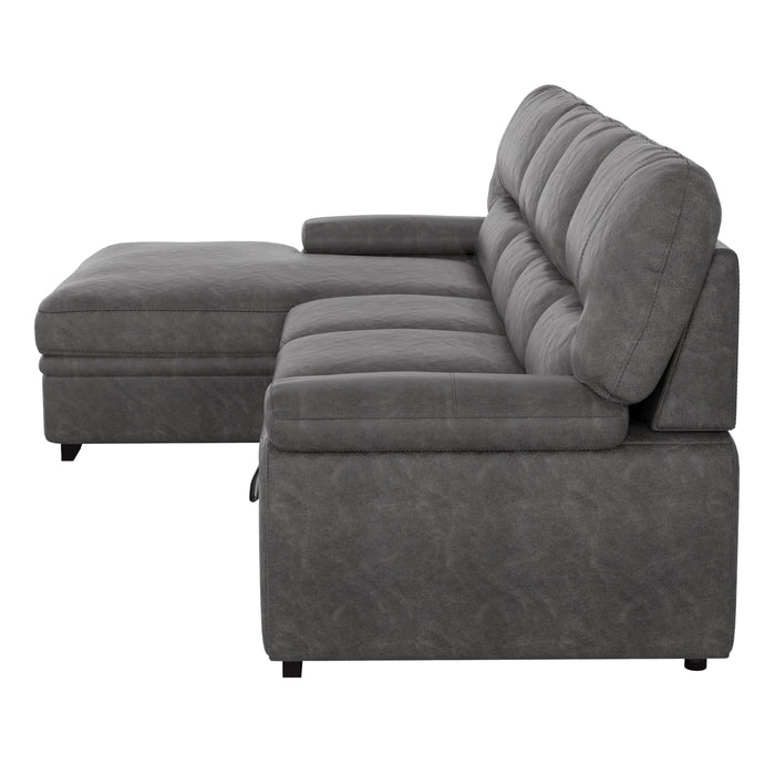 Michigan 2-Piece Sectional with Pull-out Bed and Left Chaise with Hidden Storage in Gray - 9407DG*2LC3R