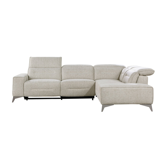 Adahlia 2-Piece Power Reclining Sectional with Right Chaise in Beige - 9414*SCPW