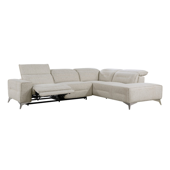 Adahlia 2-Piece Power Reclining Sectional with Right Chaise in Beige - 9414*SCPW