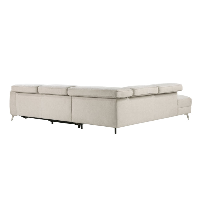 Bienvenue 2-Piece Power Reclining Sectional with Left Chaise in Beige - 9415*SCPW