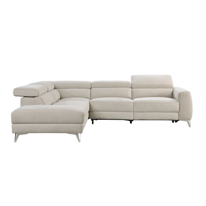 Bienvenue 2-Piece Power Reclining Sectional with Left Chaise in Beige - 9415*SCPW