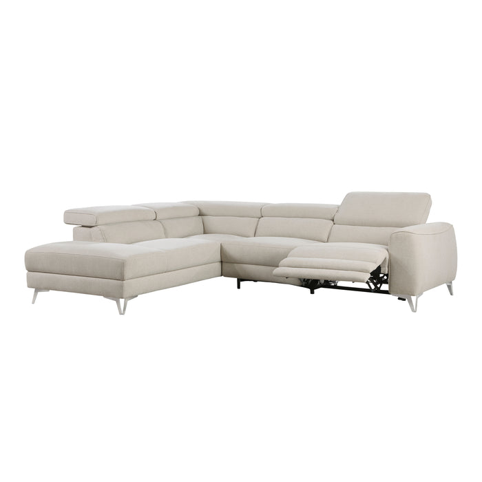 Bienvenue 2-Piece Power Reclining Sectional with Left Chaise in Beige - 9415*SCPW