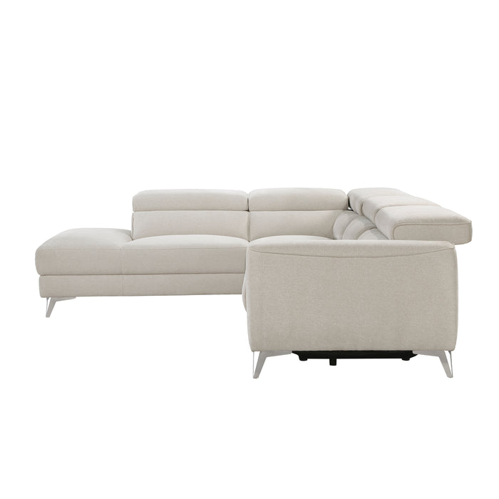 Bienvenue 2-Piece Power Reclining Sectional with Left Chaise in Beige - 9415*SCPW