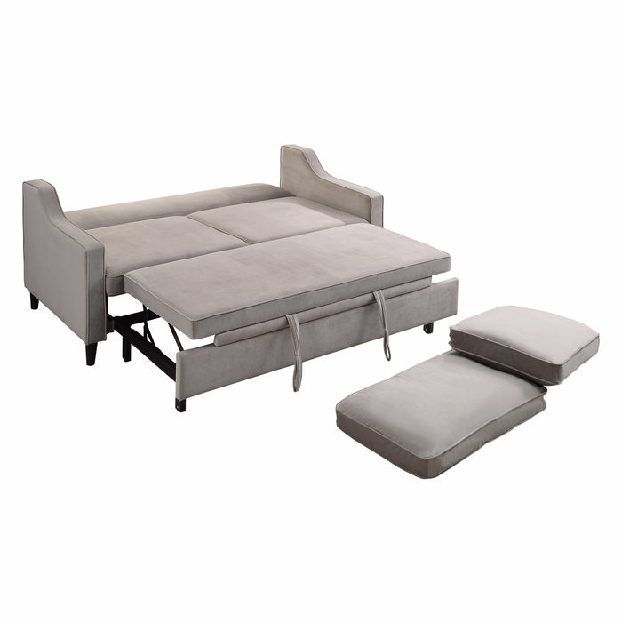 Adelia Convertible Studio Sofa with Pull-out Bed in Gray - 9428CB-3CL