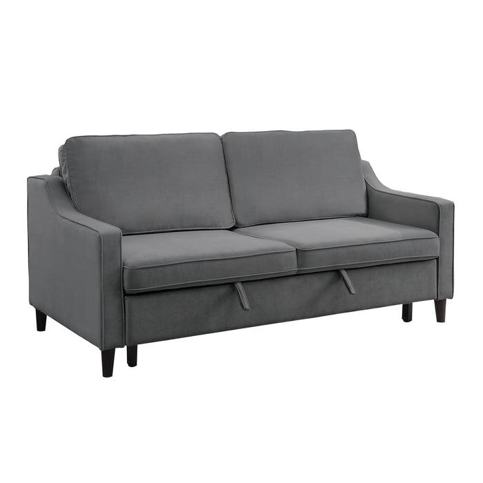 Adelia Convertible Studio Sofa with Pull-out Bed in Gray - 9428DG-3CL