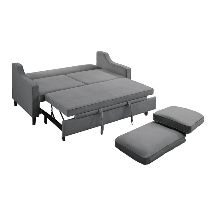 Adelia Convertible Studio Sofa with Pull-out Bed in Gray - 9428DG-3CL