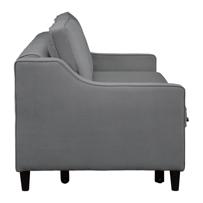 Adelia Convertible Studio Sofa with Pull-out Bed in Gray - 9428DG-3CL