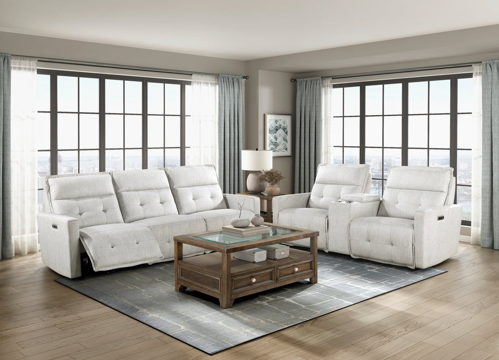 Salida (3)Power Double Reclining Sofa with Power Headrests in White - 9444HMP-3PWH*