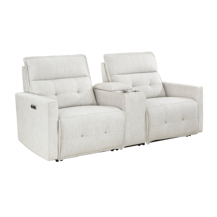 Salida (3)Power Double Reclining Loveseat with Center Console and Power Headrests in White - 9444HMP-2CNPWH*