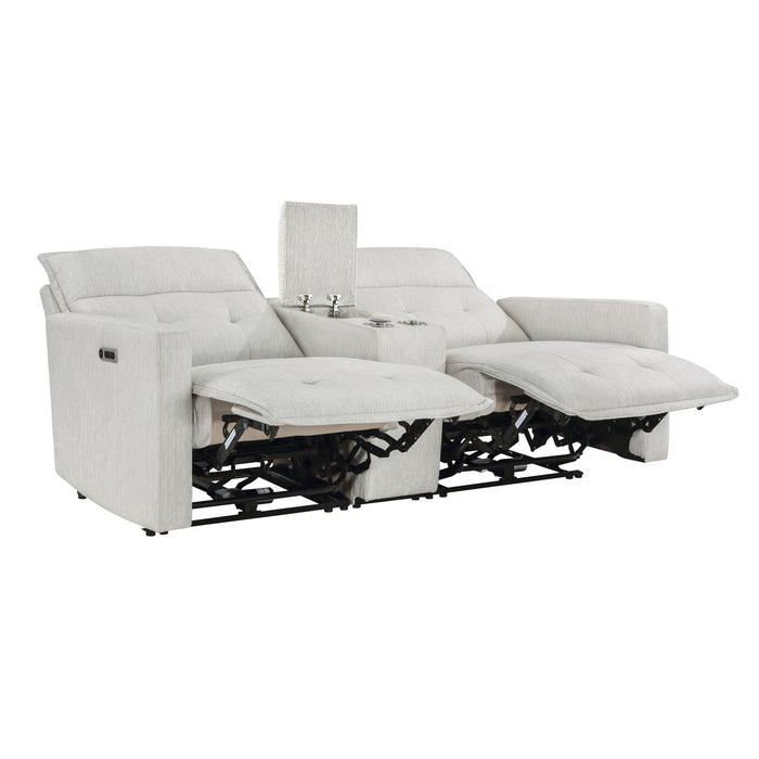 Salida (3)Power Double Reclining Loveseat with Center Console and Power Headrests in White - 9444HMP-2CNPWH*