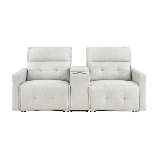 Salida (3)Power Double Reclining Loveseat with Center Console and Power Headrests in White - 9444HMP-2CNPWH* image