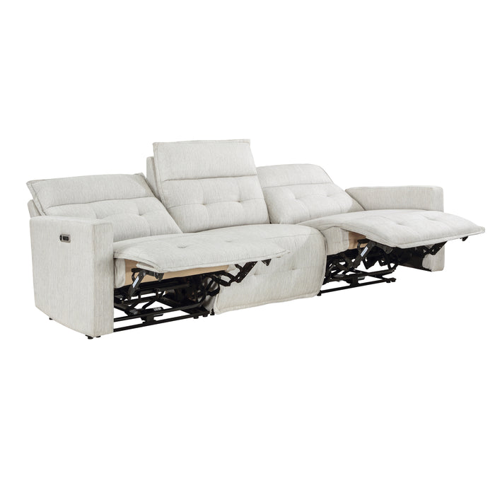 Salida (3)Power Double Reclining Sofa with Power Headrests in White - 9444HMP-3PWH*