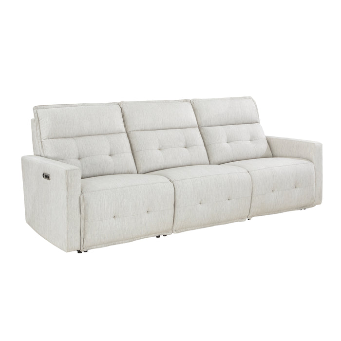 Salida (3)Power Double Reclining Sofa with Power Headrests in White - 9444HMP-3PWH*