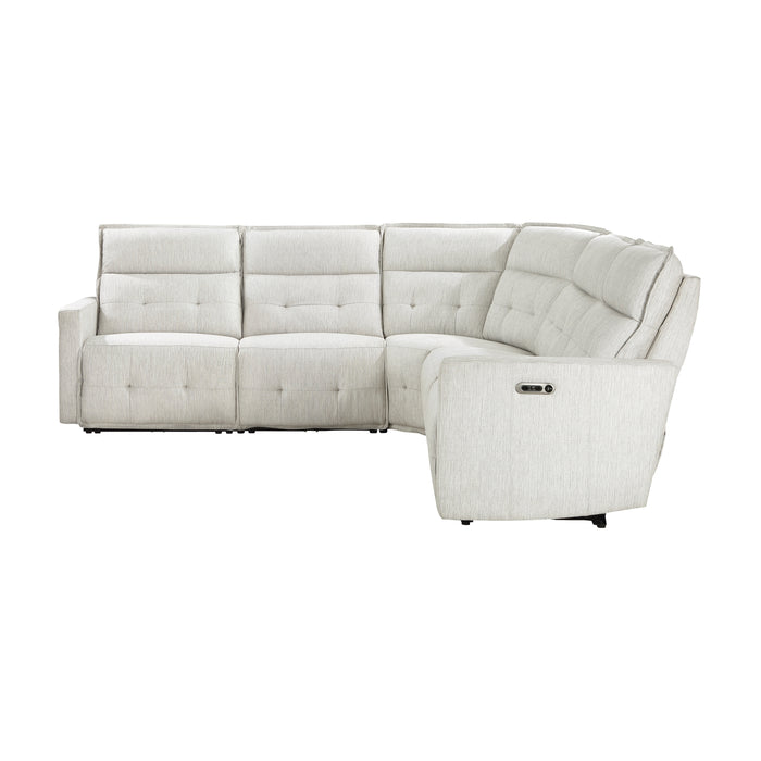 Salida 5-Piece Modular Power Reclining Sectional with Power Headrests in White - 9444HMP*5SCPWH