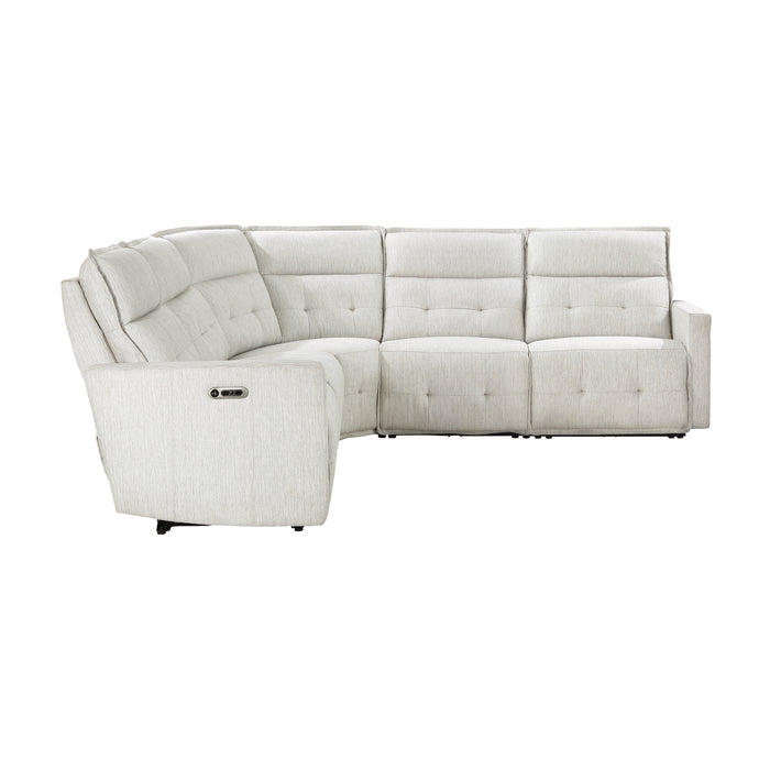 Salida 5-Piece Modular Power Reclining Sectional with Power Headrests in White - 9444HMP*5SCPWH