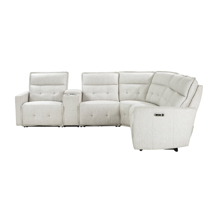 Salida 6-Piece Modular Power Reclining Sectional with Power Headrests in White - 9444HMP*6SCPWH