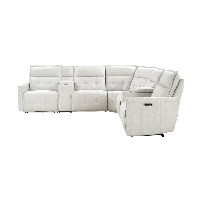 Salida 7-Piece Modular Power Reclining Sectional with Power Headrests in White - 9444HMP*7SCPWH