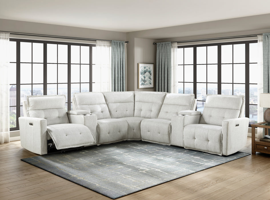 Salida 7-Piece Modular Power Reclining Sectional with Power Headrests in White - 9444HMP*7SCPWH