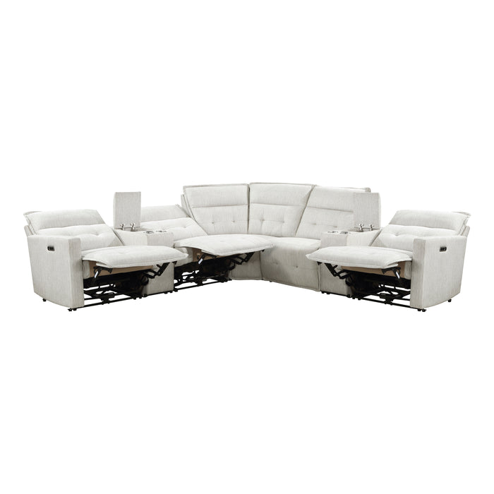 Salida 7-Piece Modular Power Reclining Sectional with Power Headrests in White - 9444HMP*7SCPWH