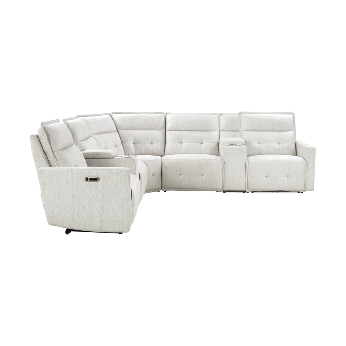 Salida 7-Piece Modular Power Reclining Sectional with Power Headrests in White - 9444HMP*7SCPWH