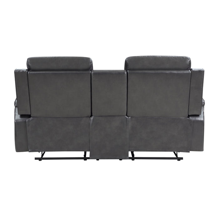 Broomfield Double Reclining Loveseat with Center Console in Gray - 9456DG-2