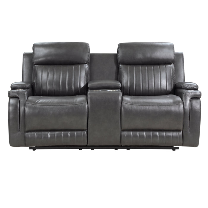 Broomfield Double Reclining Loveseat with Center Console in Gray - 9456DG-2 image