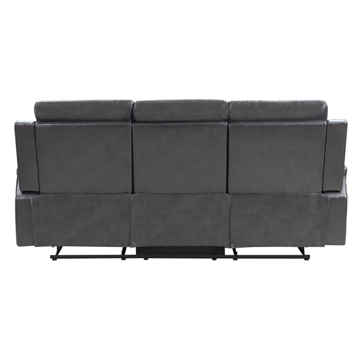 Broomfield Double Reclining Sofa with Drop-Down Cup Holder in Gray - 9456DG-3