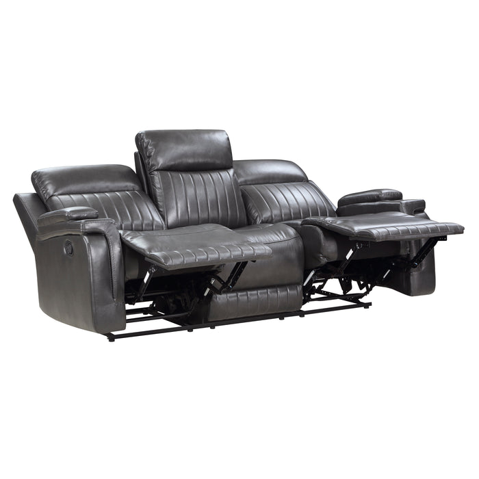 Broomfield Double Reclining Sofa with Drop-Down Cup Holder in Gray - 9456DG-3