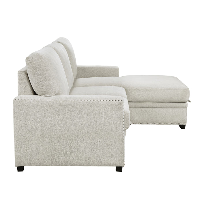 Morelia 2-Piece Sectional with Pull-out Bed and Right Chaise with Hidden Storage in Beige - 9468BE*2RC2L