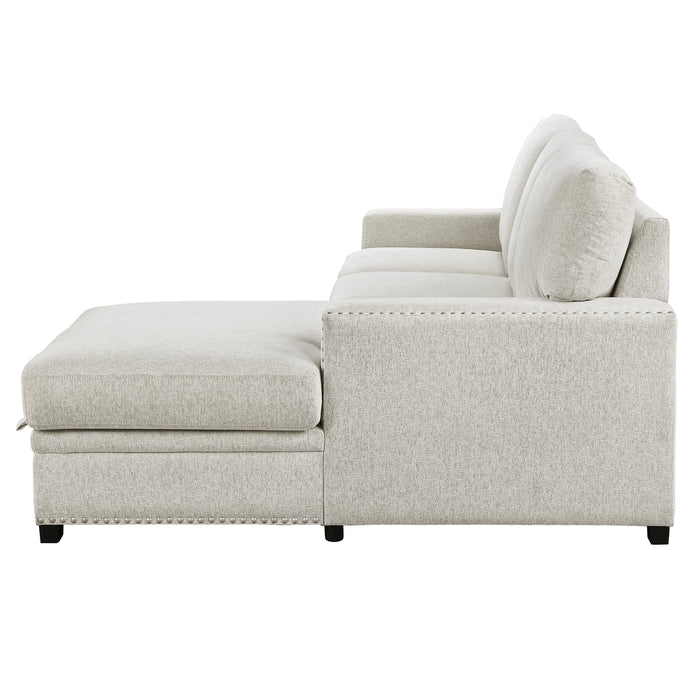 Morelia 2-Piece Sectional with Pull-out Bed and Right Chaise with Hidden Storage in Beige - 9468BE*2RC2L