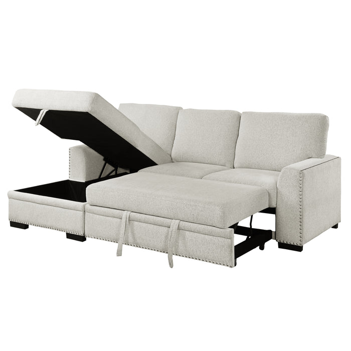 Morelia 2-Piece Sectional with Pull-out Bed and Left Chaise with Hidden Storage in Beige - 9468BE*2LC2R