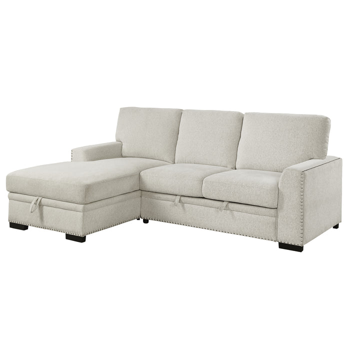 Morelia 2-Piece Sectional with Pull-out Bed and Left Chaise with Hidden Storage in Beige - 9468BE*2LC2R