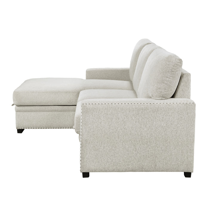 Morelia 2-Piece Sectional with Pull-out Bed and Left Chaise with Hidden Storage in Beige - 9468BE*2LC2R